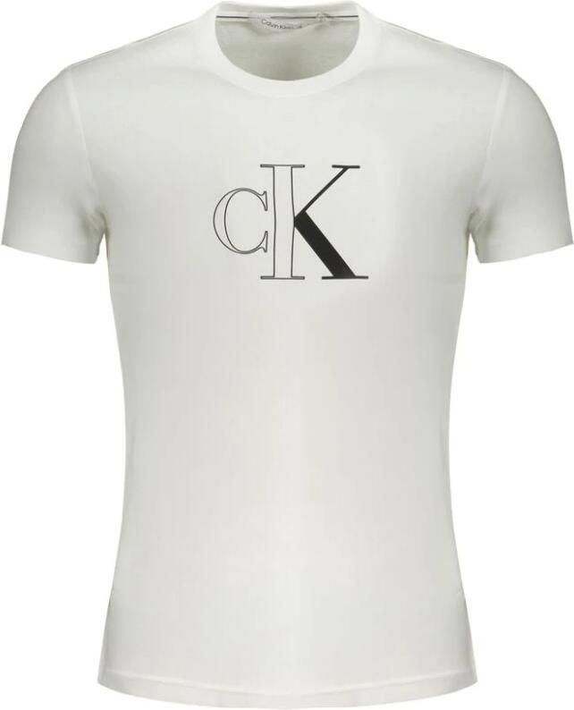 Calvin Klein Jeans Witte T-shirts en Polos met Logo Print White Heren