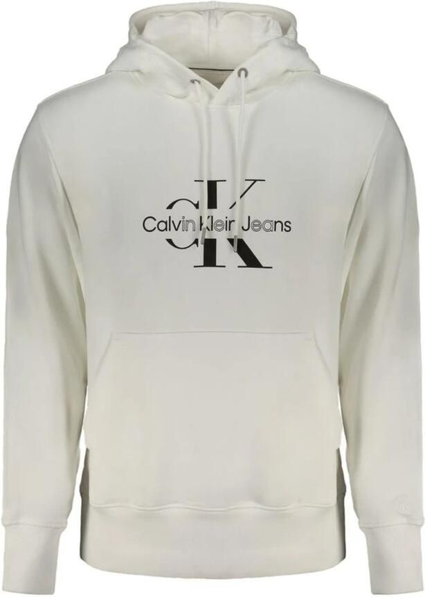Calvin Klein Geborsteld sweatshirt met centrale zak White Heren