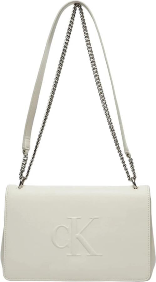 Calvin Klein Gesculpteerde Flap Handtas met Grote Opbergruimte Beige Dames - Foto 5