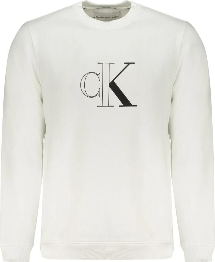 Calvin Klein Fleece Logo Sweatshirt Ronde Hals Gerecycled Katoen White Heren