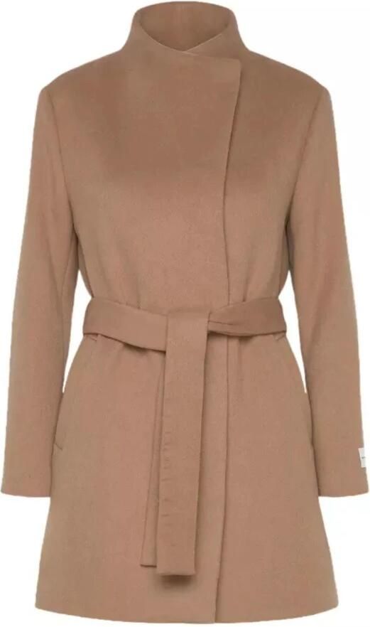 Calvin Klein Wollen Funnel Neck Jas voor Vrouwen Beige Dames - Foto 4