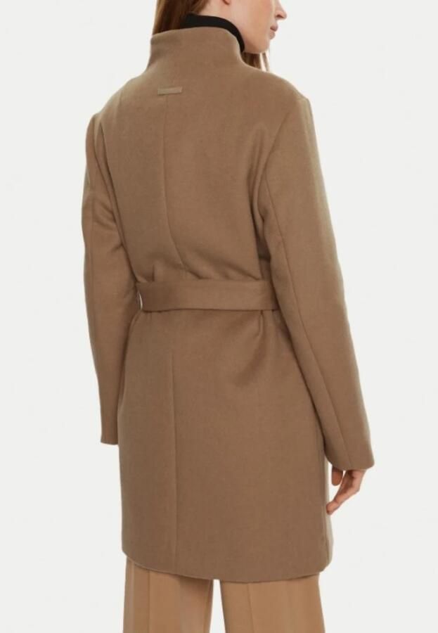 Calvin Klein Wollen Funnel Neck Jas voor Vrouwen Beige Dames - Foto 3