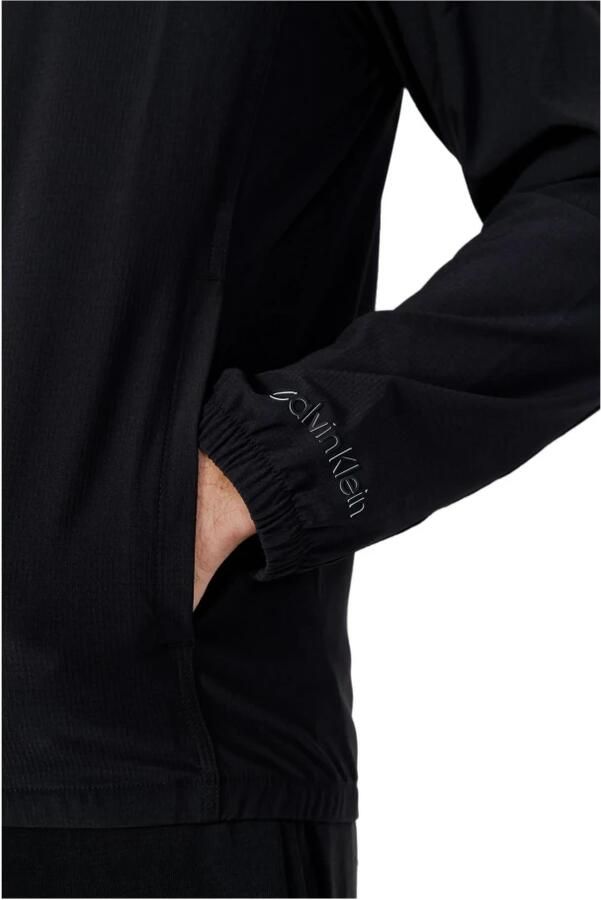 Calvin Klein Sportieve capuchonjas zwart ademend logo Black Heren