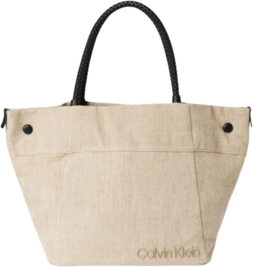 Calvin Klein Zomer Verhaal Linnen Shopper Tas Beige Dames - Foto 3