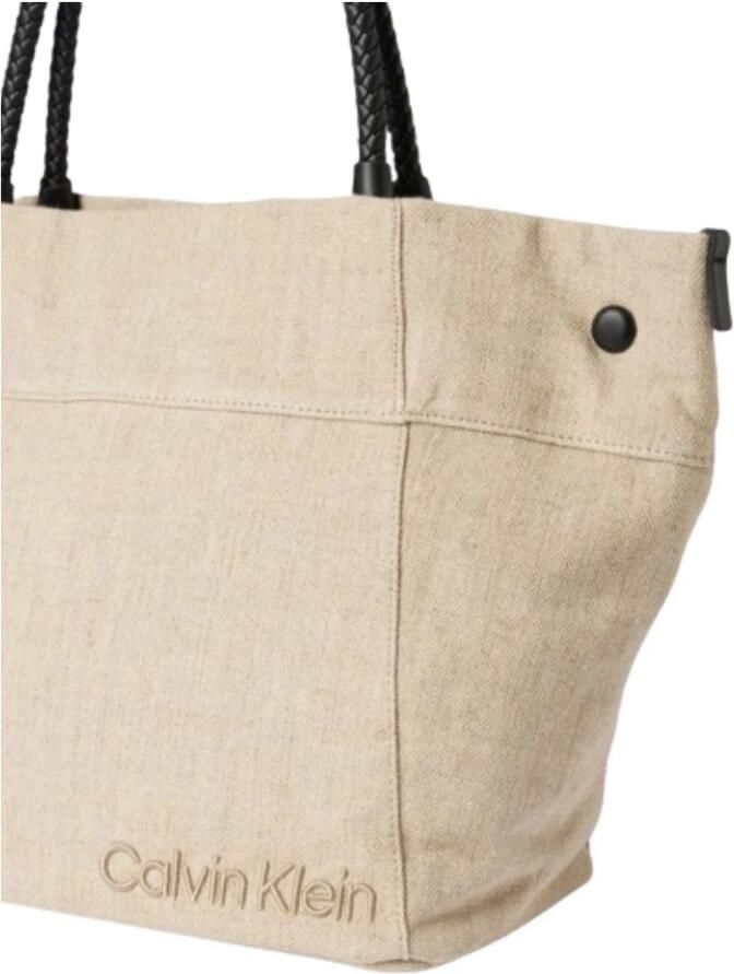 Calvin Klein Zomer Verhaal Linnen Shopper Tas Beige Dames