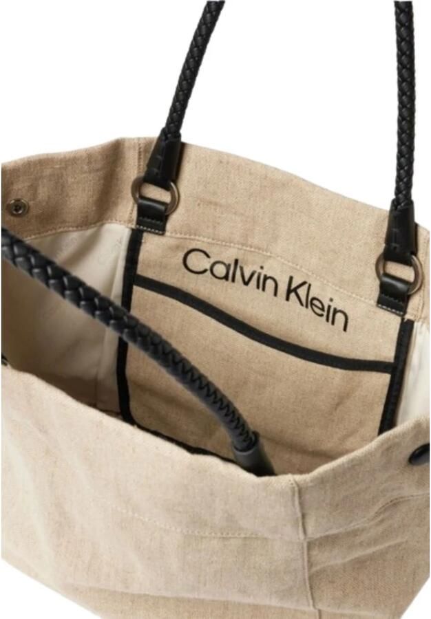 Calvin Klein Zomer Verhaal Linnen Shopper Tas Beige Dames - Foto 2