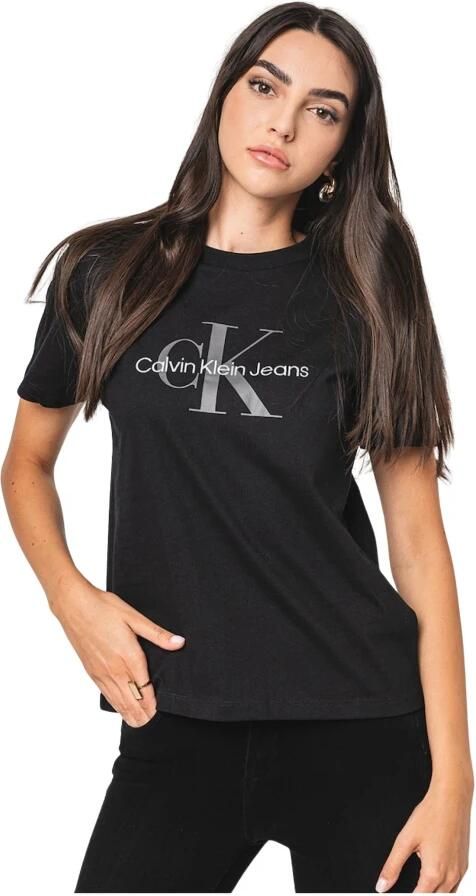 Calvin Klein Zwart Logo Katoenen T-shirt Black Dames - Foto 3