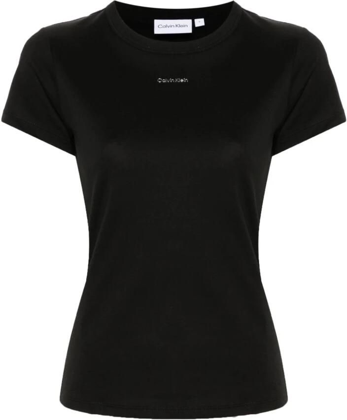 Calvin Klein Zwart Logo T-shirt Jersey Korte Mouw Black Dames