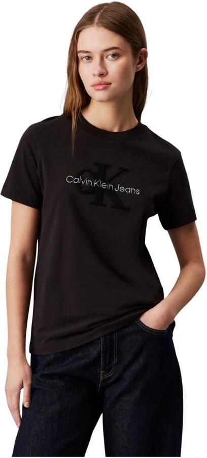 Calvin Klein Jeans Zwart Print Ronde Hals T-Shirt Vrouwen Black Dames - Foto 6