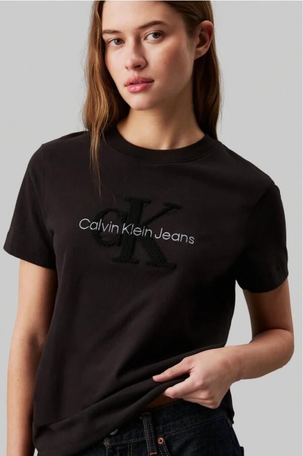 Calvin Klein Jeans Zwart Print Ronde Hals T-Shirt Vrouwen Black Dames - Foto 2