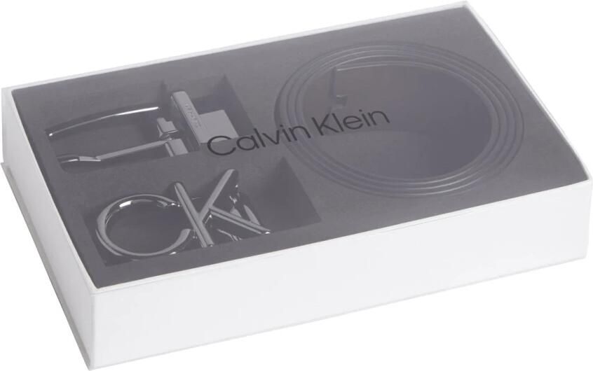 Calvin Klein Zwart Riemset met 2 Gespen Black Heren