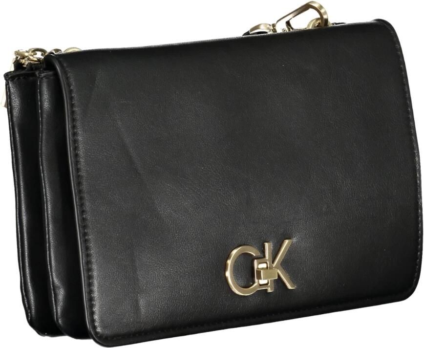Calvin Klein Zwarte Polyester Schoudertas met Meerdere Compartimenten Black Dames