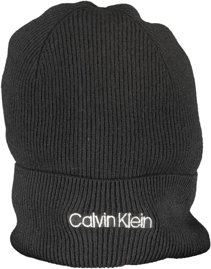 Calvin Klein Zwarte geborduurde logo beanie voor dames Black Dames