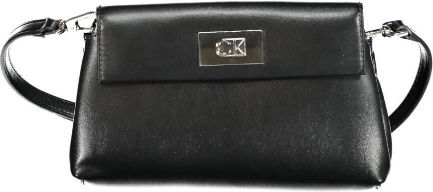 Calvin Klein Zwarte Dames Schoudertas Drukknoop Sluiting Black Dames - Foto 4