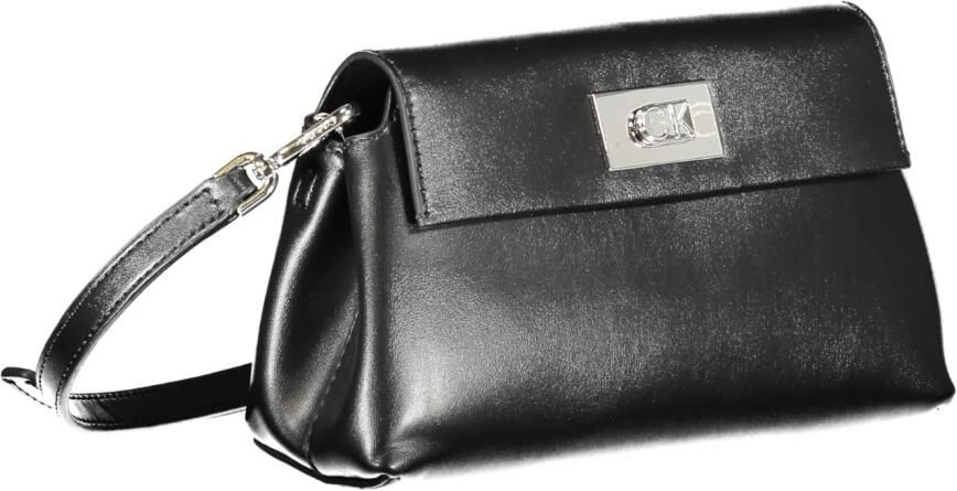Calvin Klein Zwarte Dames Schoudertas Drukknoop Sluiting Black Dames - Foto 5