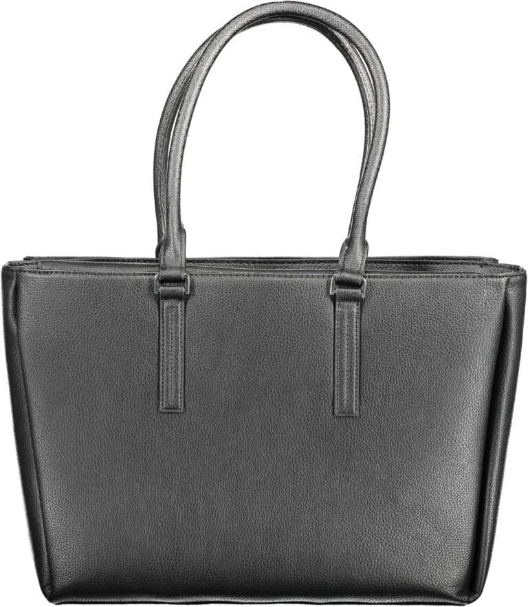 Calvin Klein Zwarte polyurethaan handtas met meerdere compartimenten Zwart Dames