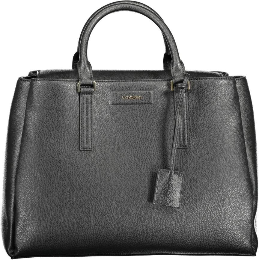 Calvin Klein Zwarte Polyester Handtas met 2 Handvatten en Afneembare Schouderband Black Dames
