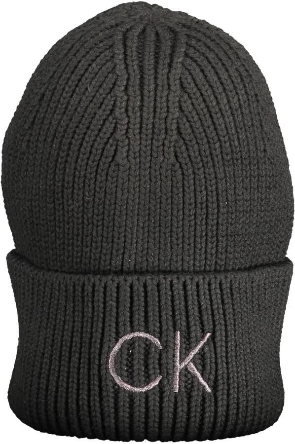 Calvin Klein Zwarte geborduurde logo beanie voor Black