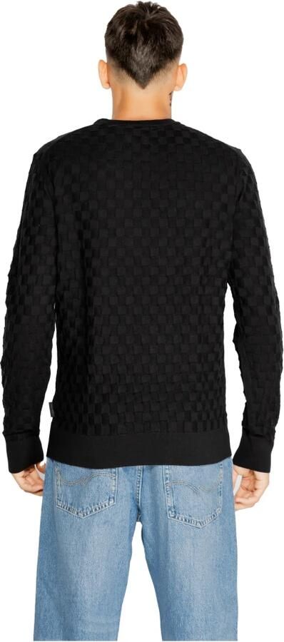 Calvin Klein Zwarte Katoen Wol Gebreide T-Shirt Black Heren