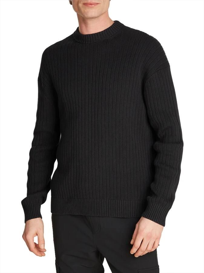 Calvin Klein Zwarte Geribbelde Trui Lineaire Stijl Black Heren - Foto 7