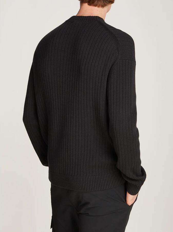 Calvin Klein Zwarte Geribbelde Trui Lineaire Stijl Black Heren - Foto 6