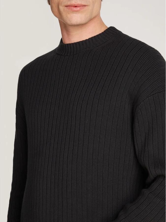 Calvin Klein Zwarte Geribbelde Trui Lineaire Stijl Black Heren - Foto 5