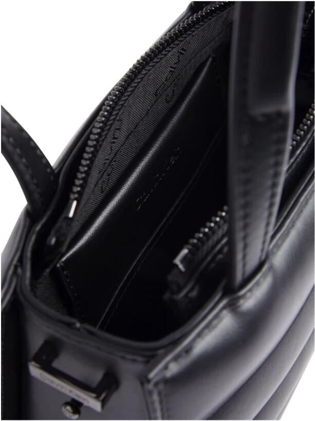Calvin Klein Zwarte Line Quilt Mini Tote Schoudertas Black Dames