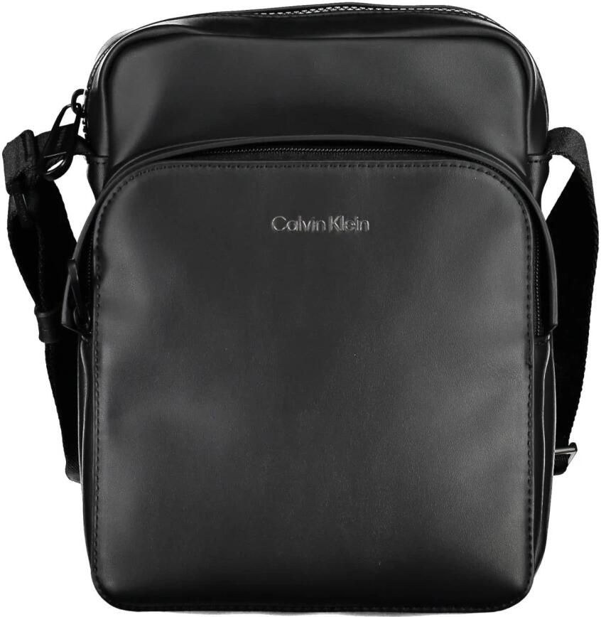 Calvin Klein Zwarte schoudertas van imitatieleer met ritssluiting Black Heren
