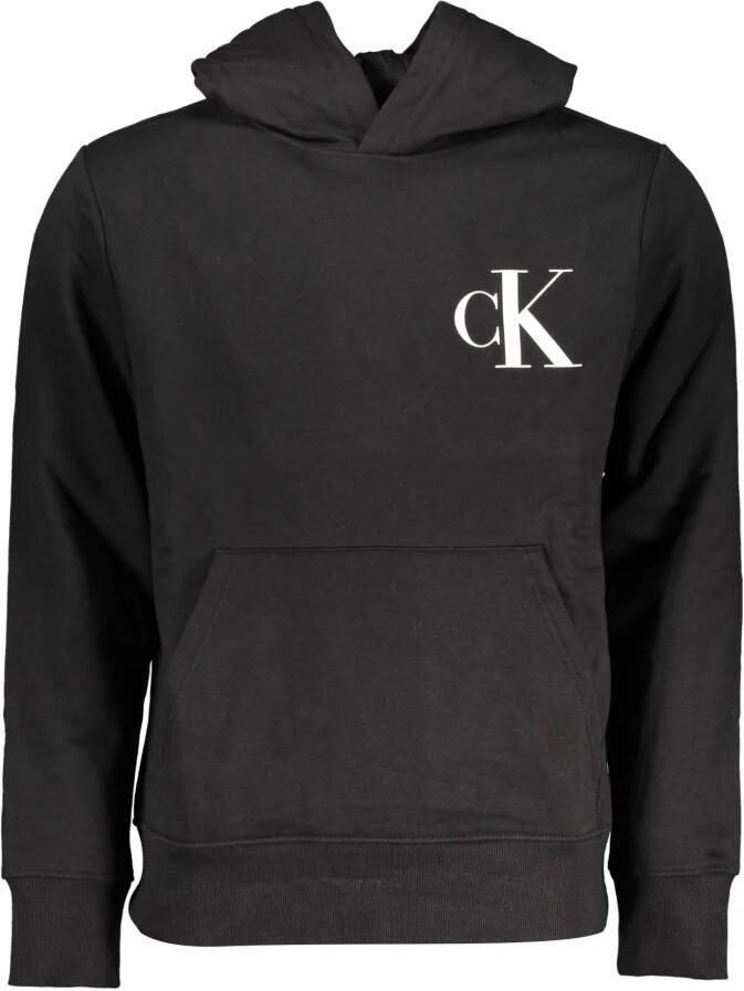 Calvin Klein Zwarte hoodie met centrale zak en logoprint Black Heren