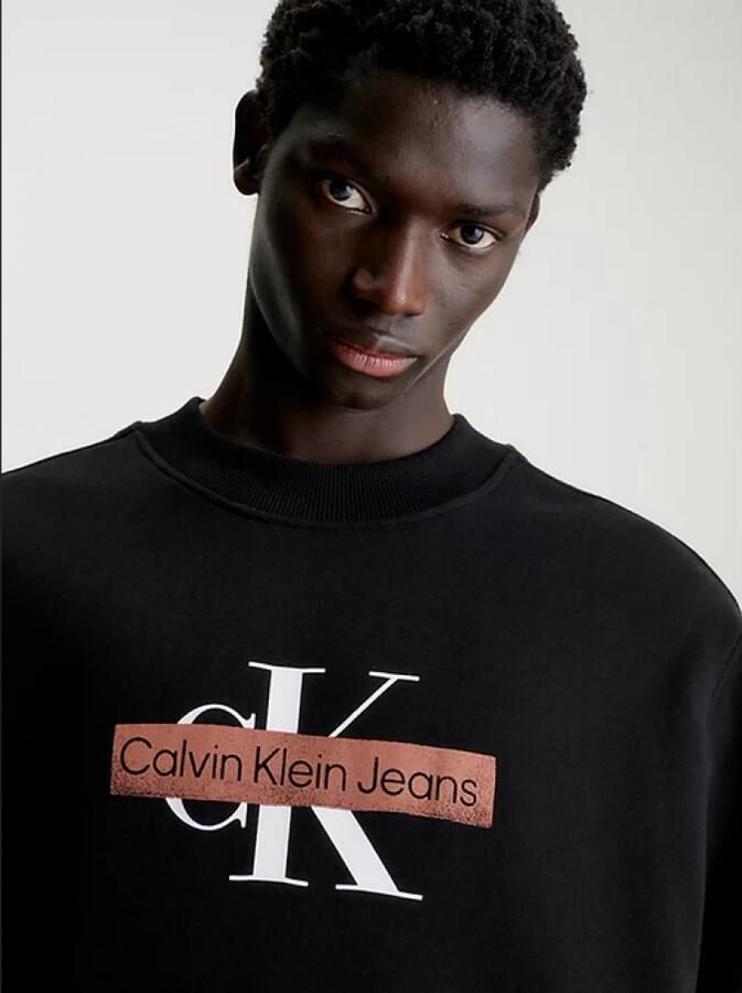 Calvin Klein Stijlvol Fleece Sweatshirt met Ronde Hals Black Heren - Foto 3