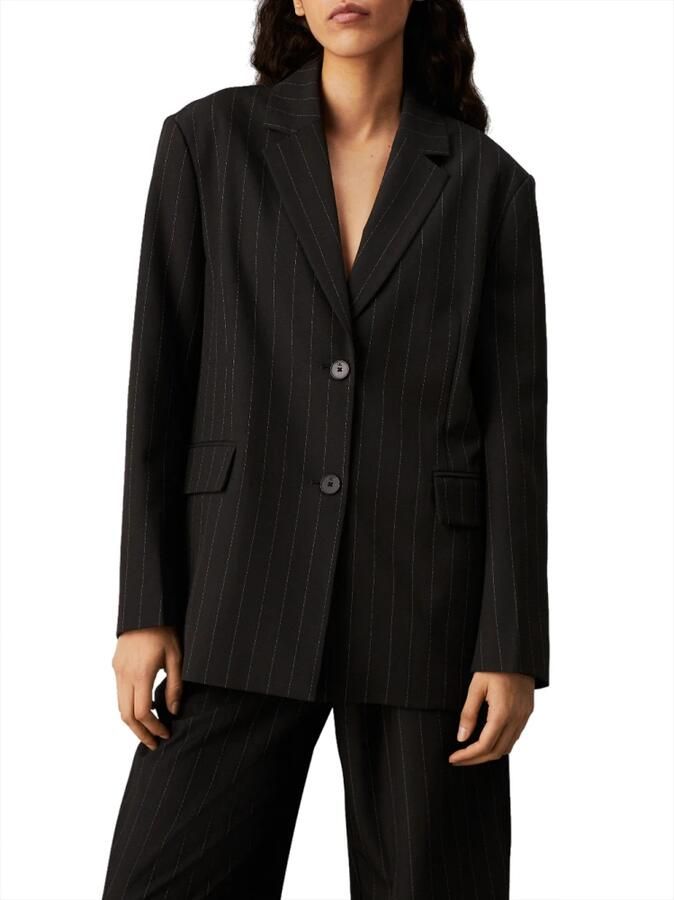 CALVIN KLEIN JEANS rechtvallende blazer met krijtstreep zwart wit