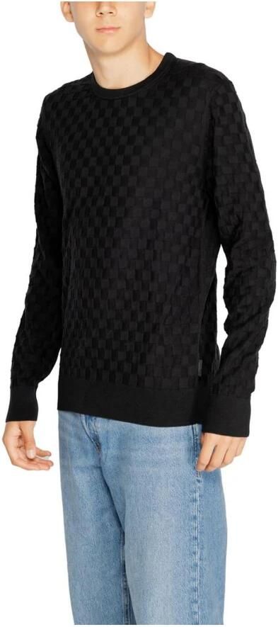 Calvin Klein Zwarte Katoen Wol Gebreide T-Shirt Black Heren