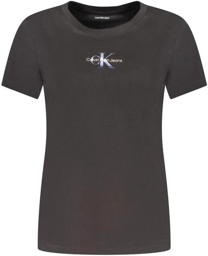 Calvin Klein Jeans T-shirt met labelprint en geribde ronde hals