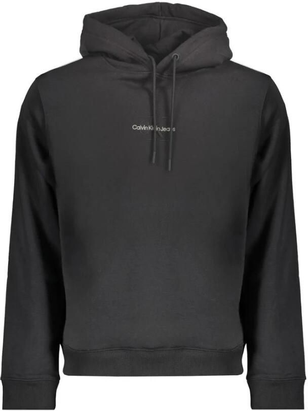 Calvin Klein Zwarte Katoenen Hoodie Sweatshirt Geborduurd Logo Black Heren