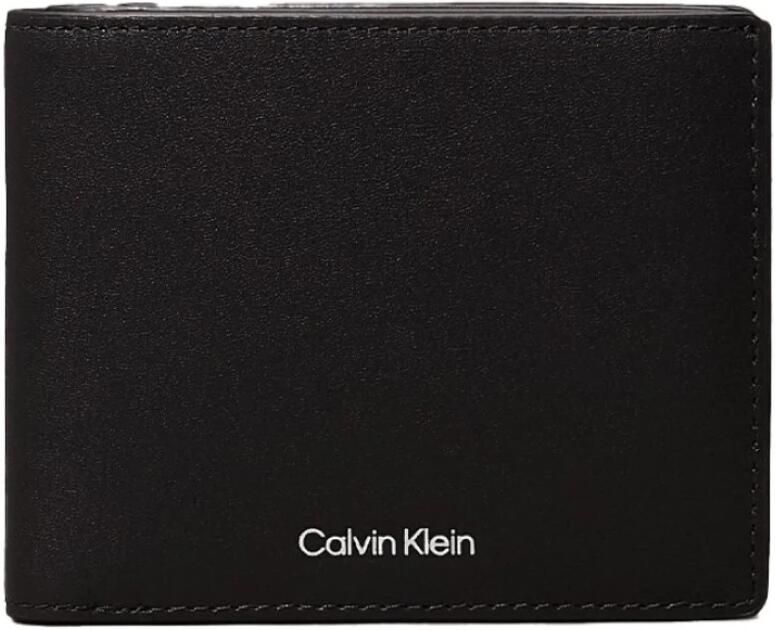 Calvin Klein Zwarte leren portemonnee Klassieke stijl Black Heren