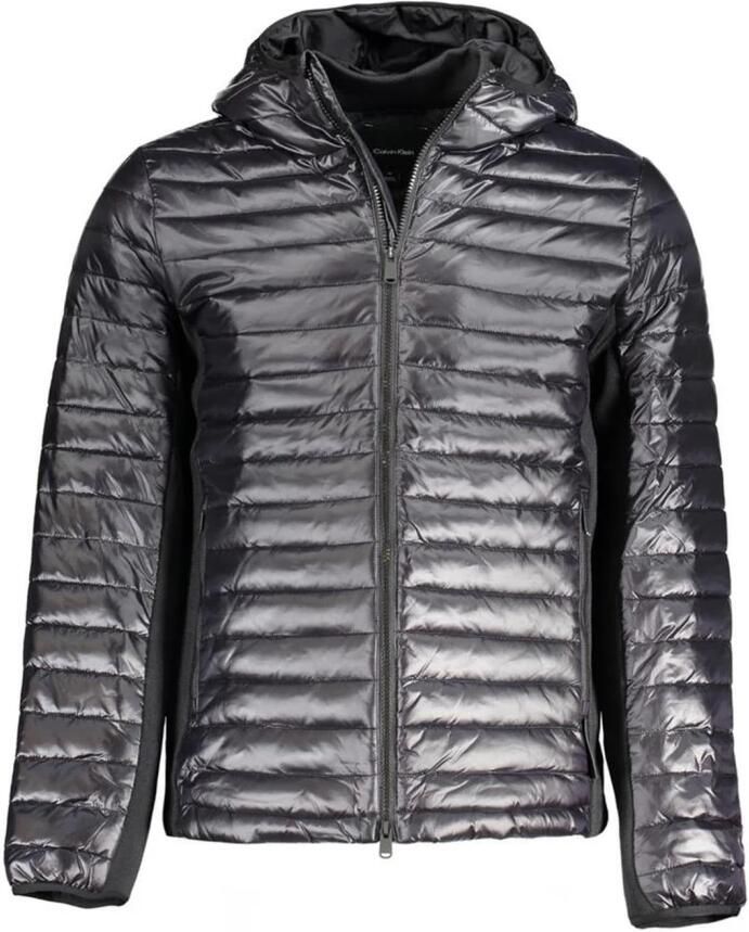 Calvin Klein Zwarte Nylon Hoodiejas met Zakken Black Heren