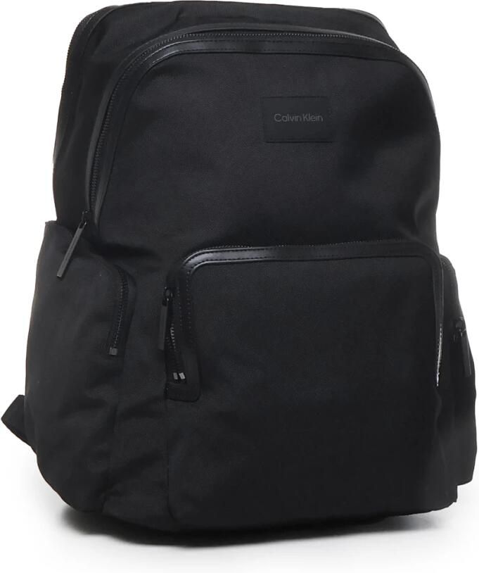 Calvin Klein Zwarte Nylon Rugzak met Ritszakken Black Heren