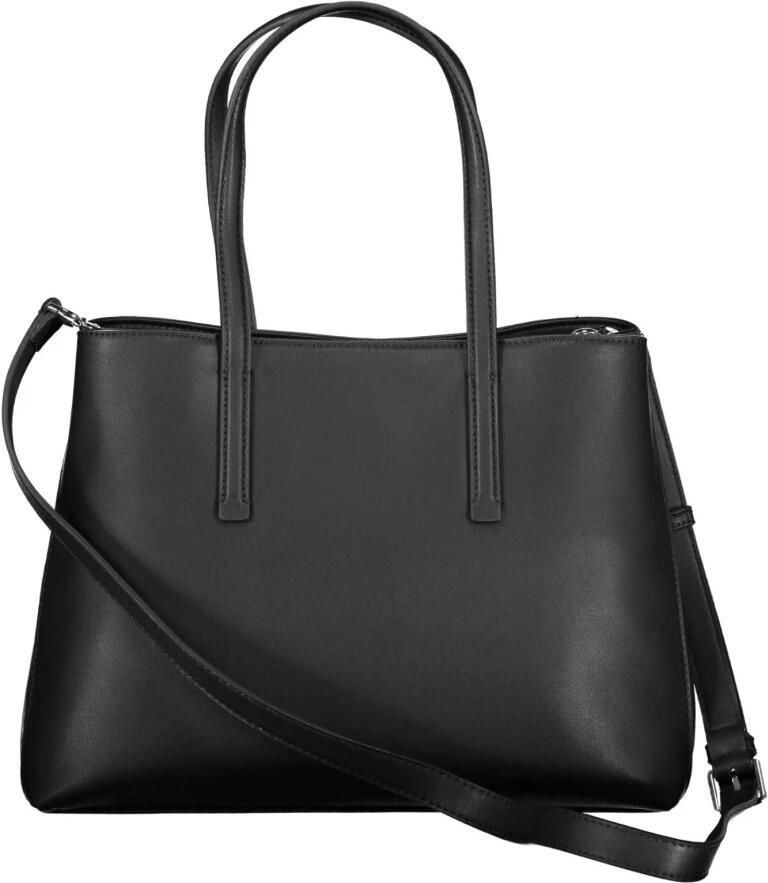 Calvin Klein Zwarte Polyester Handtas met 2 Handvatten Black Dames