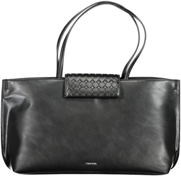Calvin Klein Zwarte Polyester Handtas met Contrastdetails Black Dames