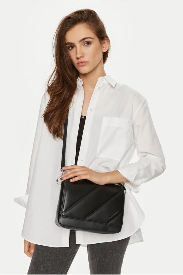 Calvin Klein Zwarte PU leren schoudertas Black Dames