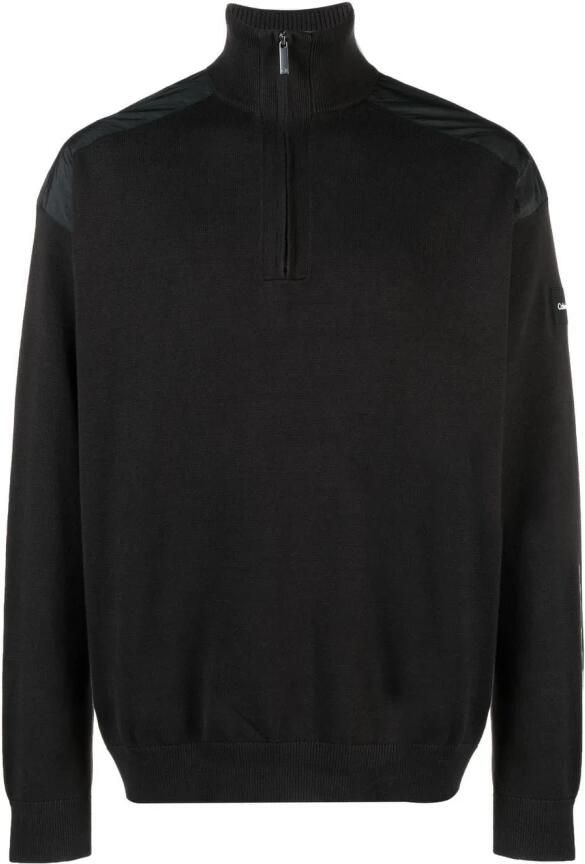 Calvin Klein Schipperstrui MIX MEDIA QUARTER ZIP SWEATER in een modieuze materialenmix
