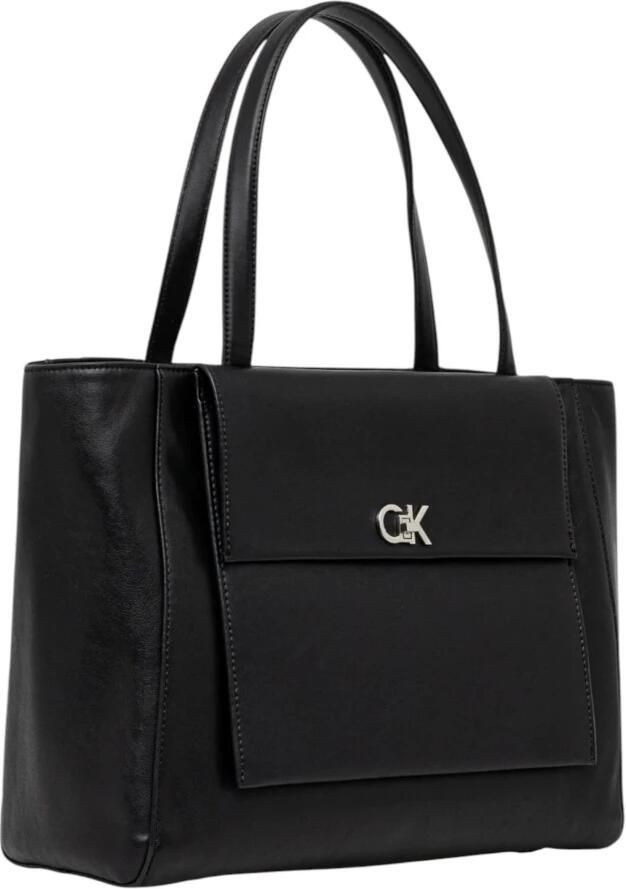 Calvin Klein Zwarte Rits Handtas Lente Zomer Vrouwen Black Dames