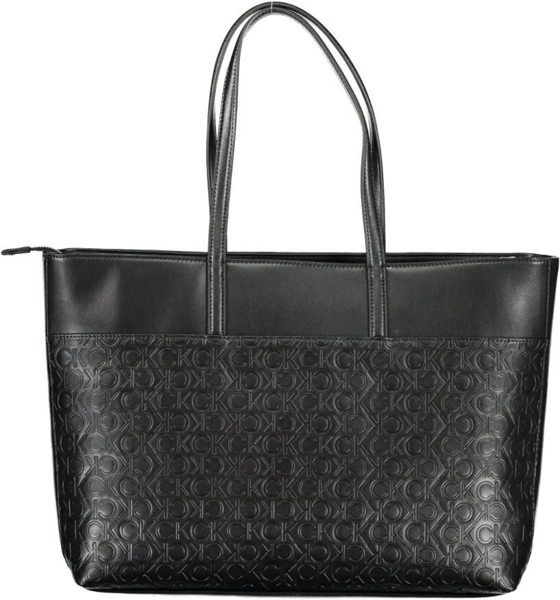 Calvin Klein Jeans Zwarte gerecyclede polyester tote tas met reliëf logo Black Dames