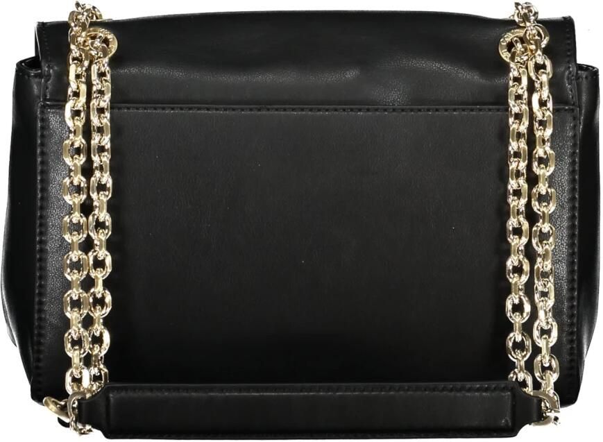 Calvin Klein Zwarte Polyester Schoudertas met Kettinghandvatten Black Dames