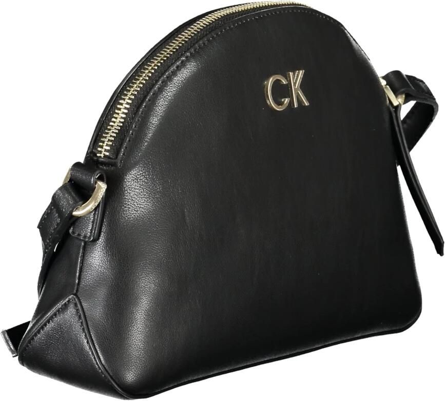 Calvin Klein Zwarte Polyester Schoudertas met Rits Black Dames