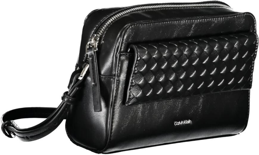 Calvin Klein Zwarte Schoudertas met Ritssluiting Black Dames