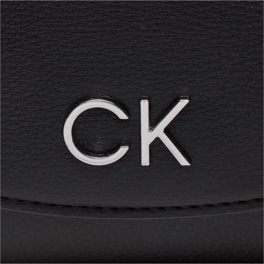 Calvin Klein Zwarte Schoudertas PU Leer Metalen Logo Black Dames