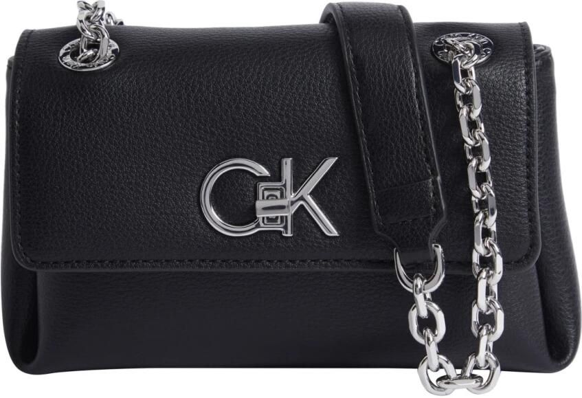 Calvin Klein Zwarte Handtas met Kettinghengsels en Meerdere Compartimenten Black Dames - Foto 5