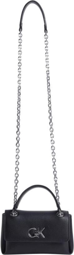 Calvin Klein Zwarte Handtas met Kettinghengsels en Meerdere Compartimenten Black Dames - Foto 4