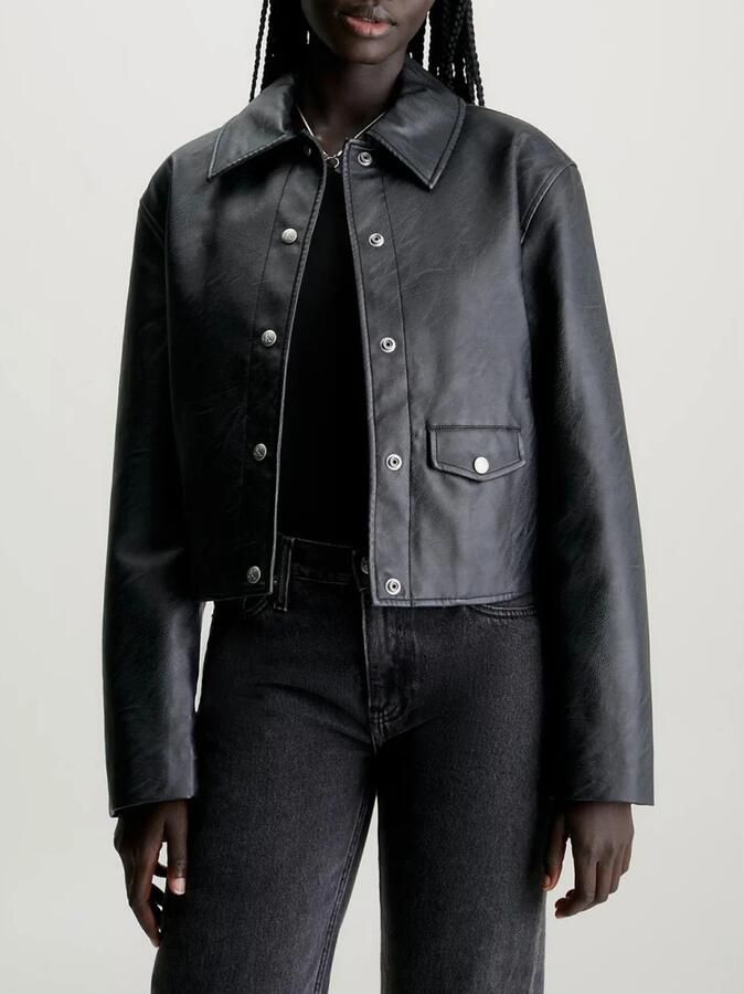 Calvin Klein Zwarte Synthetisch Leren Jas voor Dames Black Dames - Foto 2